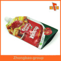 Colorful stand up food grade plastic packaging bags with spout for puree 300ml